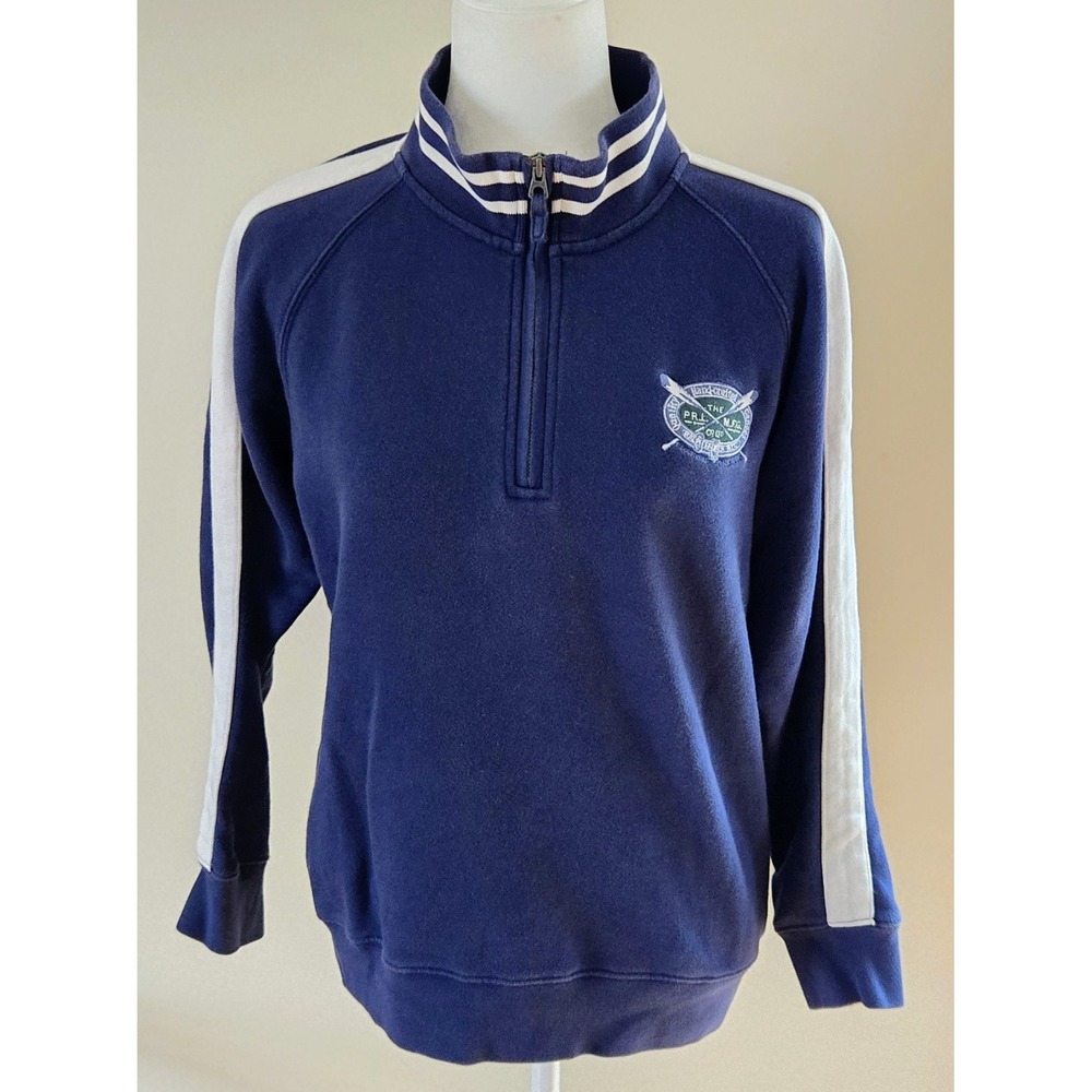 VTG Women's Lg Polo Ralph Lauren "Quality Hand-Crafted Canoes" 1/4 Zip Pullover